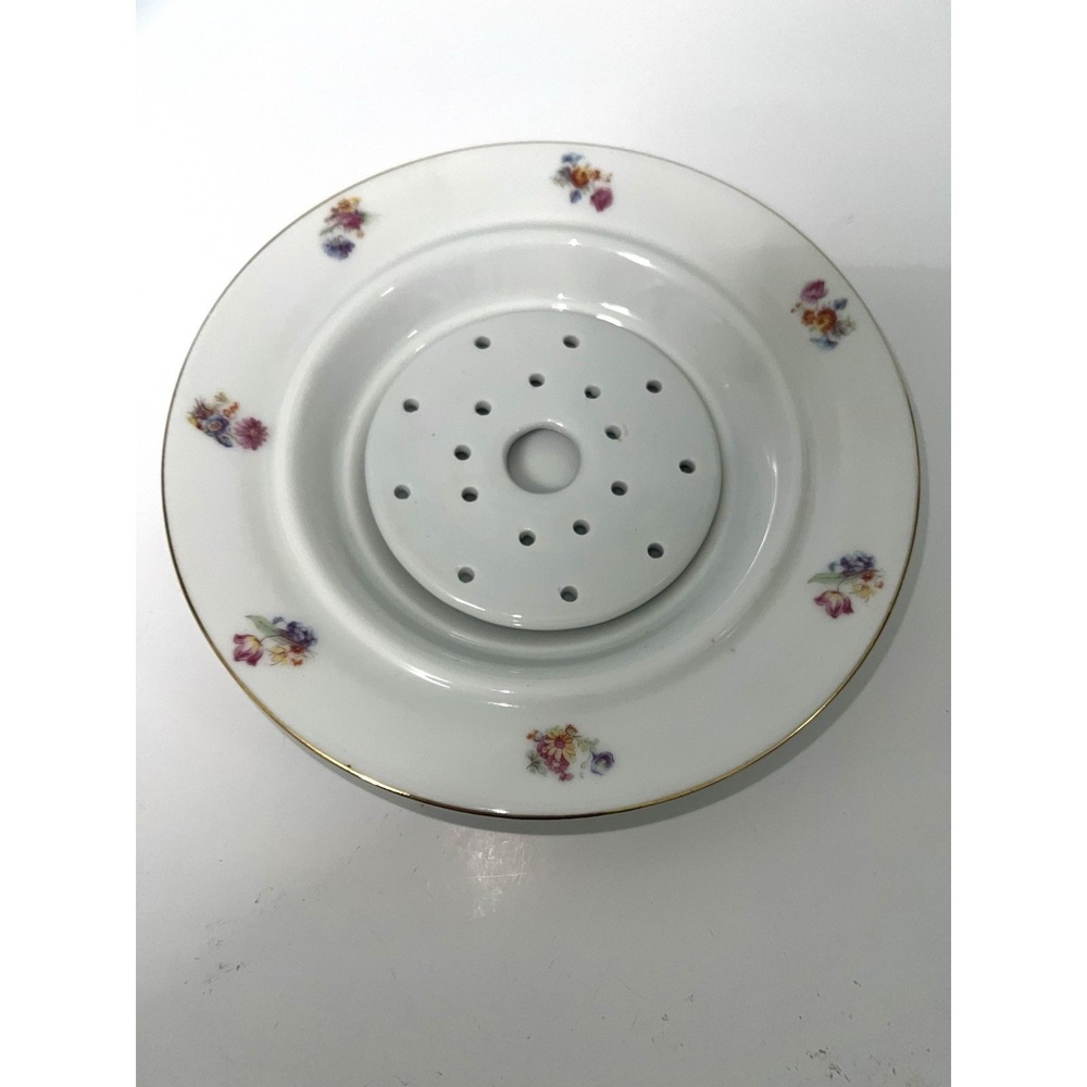 Victoria CZECHOSLOVAKIA Porcelain Butter Cheese Dish w/Insert NO DOME COVER‎ 8"